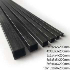 200mm Lengths Carbon Fiber Tube Square Tubes Box Section Black Hollow RC Model