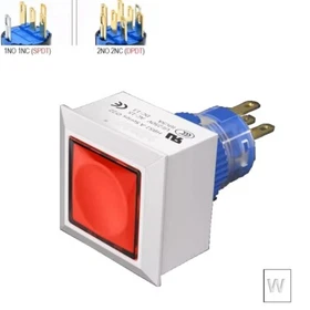 22mm SPDT/DPDT 5A250VAC Square Head Illuminated Switch Plastic Push Button Cover