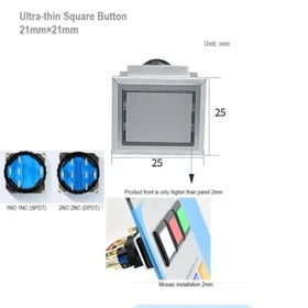 22mm SPDT/DPDT5A250VAC Silvery Square LED illuminated Plastic Push Button Switch