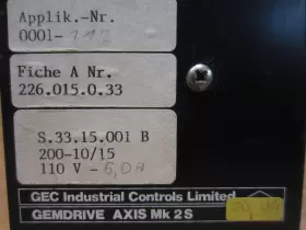 S.33.15.001 GEC INDUSTRIAL CONTROLS Gemdrive Axis Mk #3