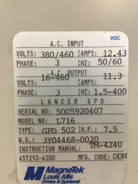 GPD502-L716 MAGNETEK Ac Drive #3