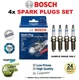 4x BOSCH SPARK PLUGS for MERCEDES BENZ E-Class Break E200 T Kompressor 1997-2003