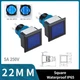 22mm SPDT/DPDT 5A 250VAC Black Square LED illuminated Plastic Push Button Switch