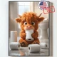 Highland Cow Funny Bathroom Decor Wall Art, Cute Animals for Nursery, UNFRAMED